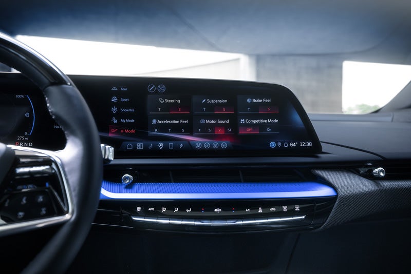 The 2026 OPTIQ-V Display Screen Displaying the V-Mode Settings | Key Cadillac in Edina MN